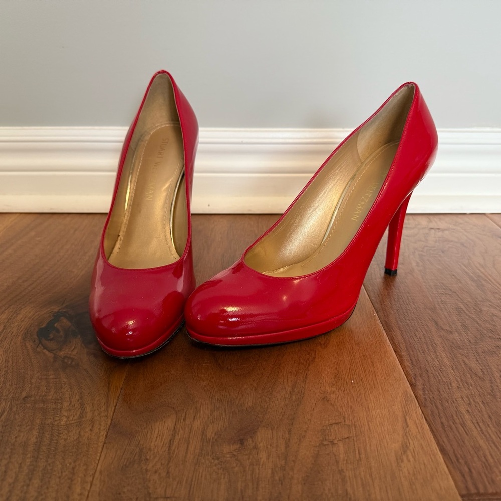 Stuart Weitzman Red Patent Leather Heels